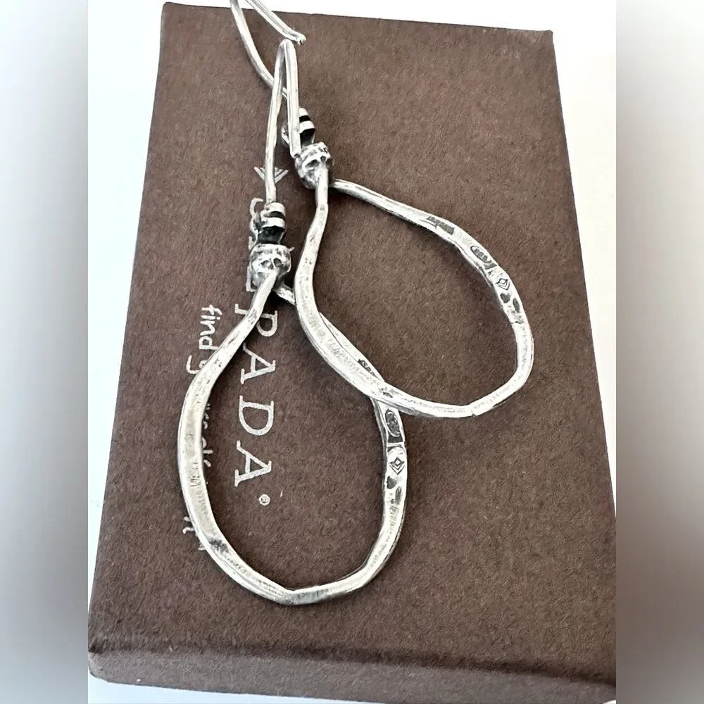 Silpada W1551 Retired Sterling Silver Lasso Hammered Hook Drop/Dangle Earrings